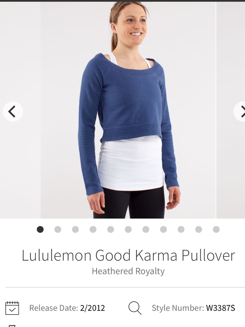 Lululemon Good Karma Cropped Pullover Size 6 Heathered Royalty